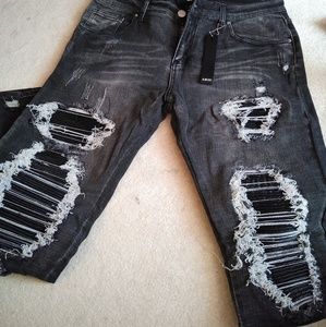 Men's Custom Distressed Black Jeans